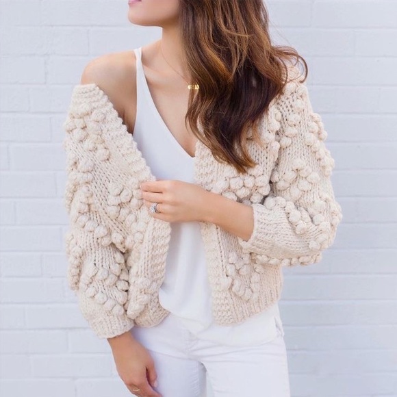 Chicwish Sweaters - Chichwish Knit Your Love Pom Pom Heart Chunky Knit Cardigan